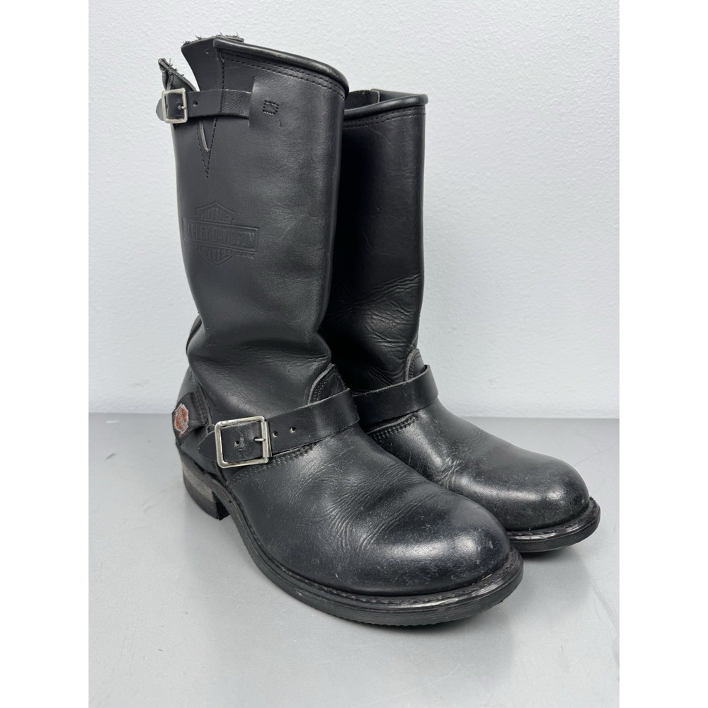 Vintage Harley Davidson Boots Mens 9 Black Leather Engineer Harness Biker 80s